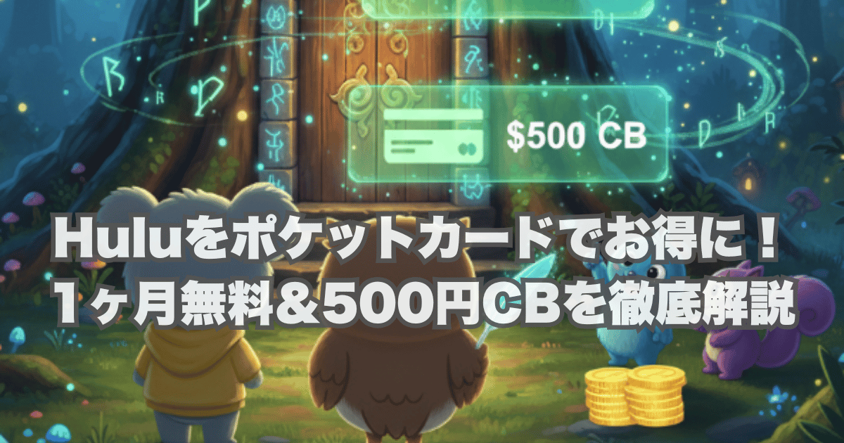 【2025年最新】Huluをポケットカードでお得に！1ヶ月無料＆500円CBを徹底解説